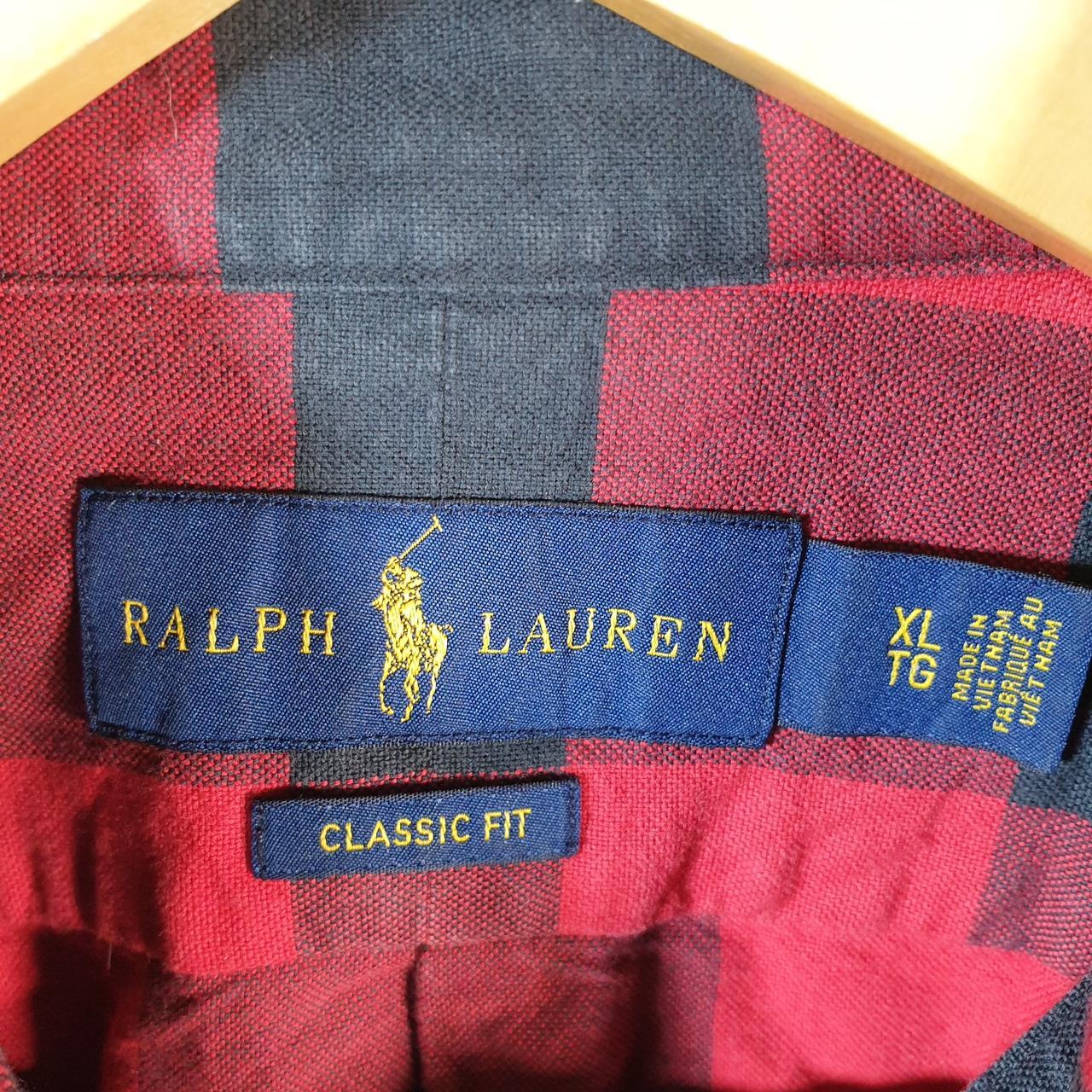 Vintage Ralph Lauren Button Down Shirt Men’s XL Red Checkered Classic Fit Pony