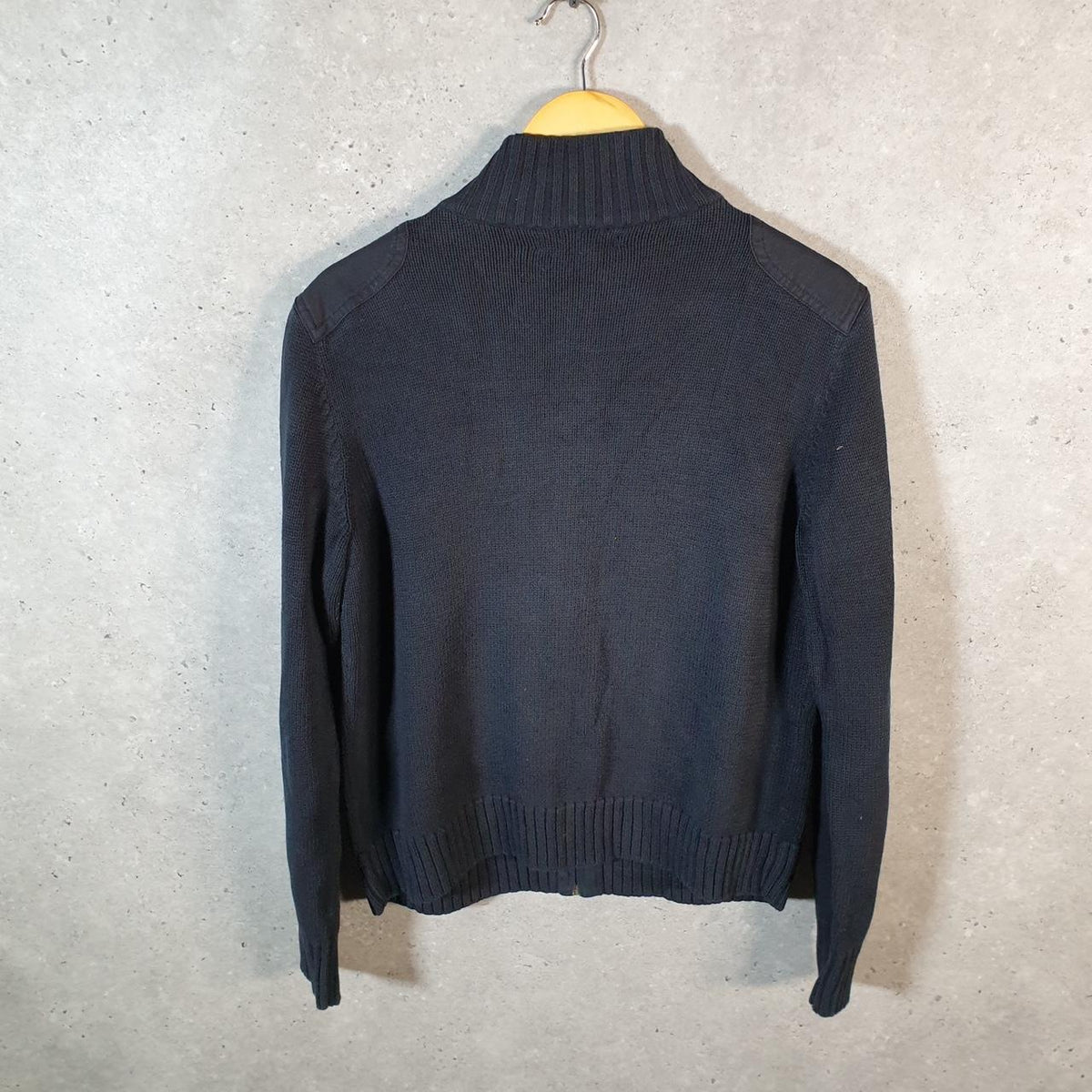 Vintage Ralph Lauren Polo Knit Sweater Womens XL Black Cotton Full Zip
