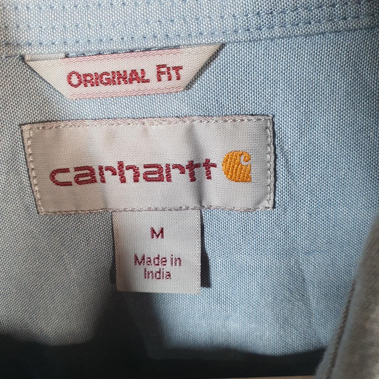 Vintage Carhartt Shirt Button Down Mens Medium Blue Long Sleeve Chore Utility Original - Big Fish Vintage