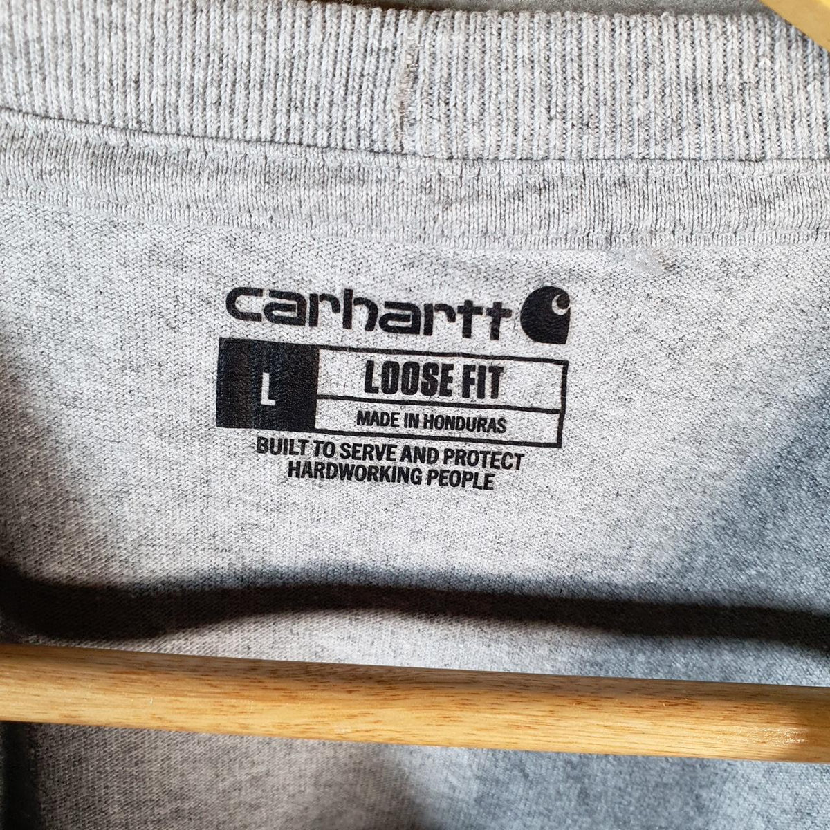 Vintage Carhartt Pocket T Shirt Men’s Large Grey Workwear Chore Utility Loose Fit C9265