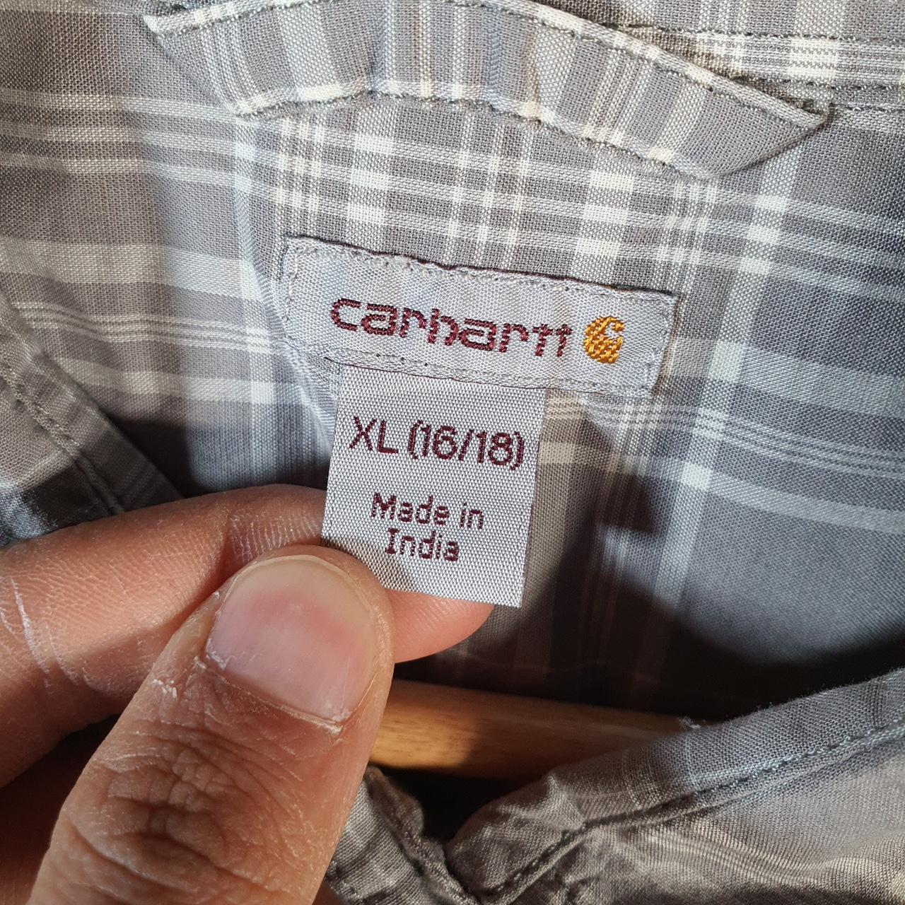 Vintage Carhartt Shirt Button Down Womens XL Grey Checkered Utility Relaxed Fit