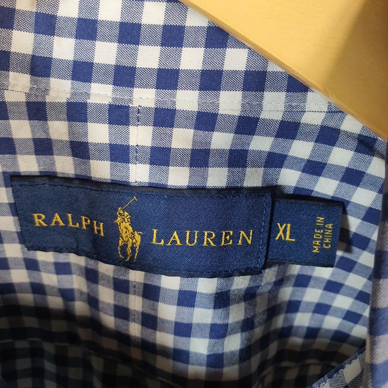 Vintage Ralph Lauren Button Down Shirt Men’s XL Blue Checkered Pony Cotton