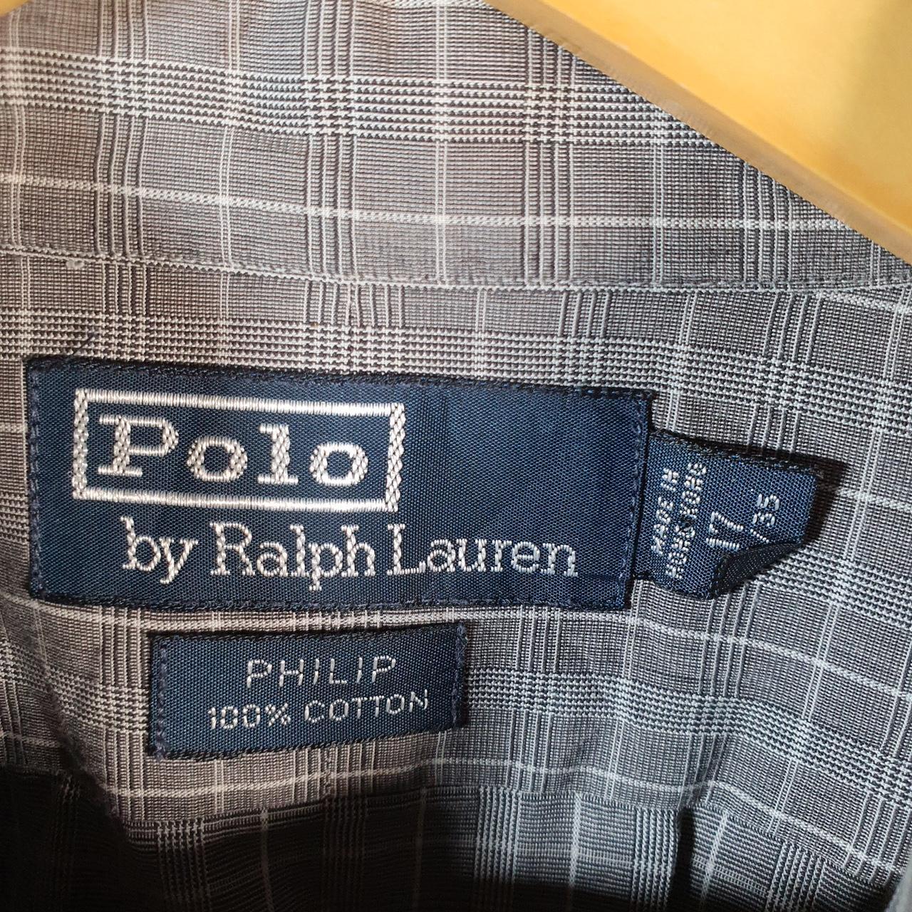 Vintage Ralph Lauren Button Down Shirt Men’s Large Grey Checkered Philip Pony Casual C8453