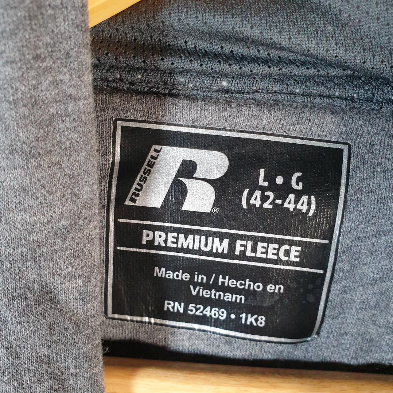 Vintage Russell Athletic Premium Fleece Hoodie Men’s Large Grey Pullover Baggy