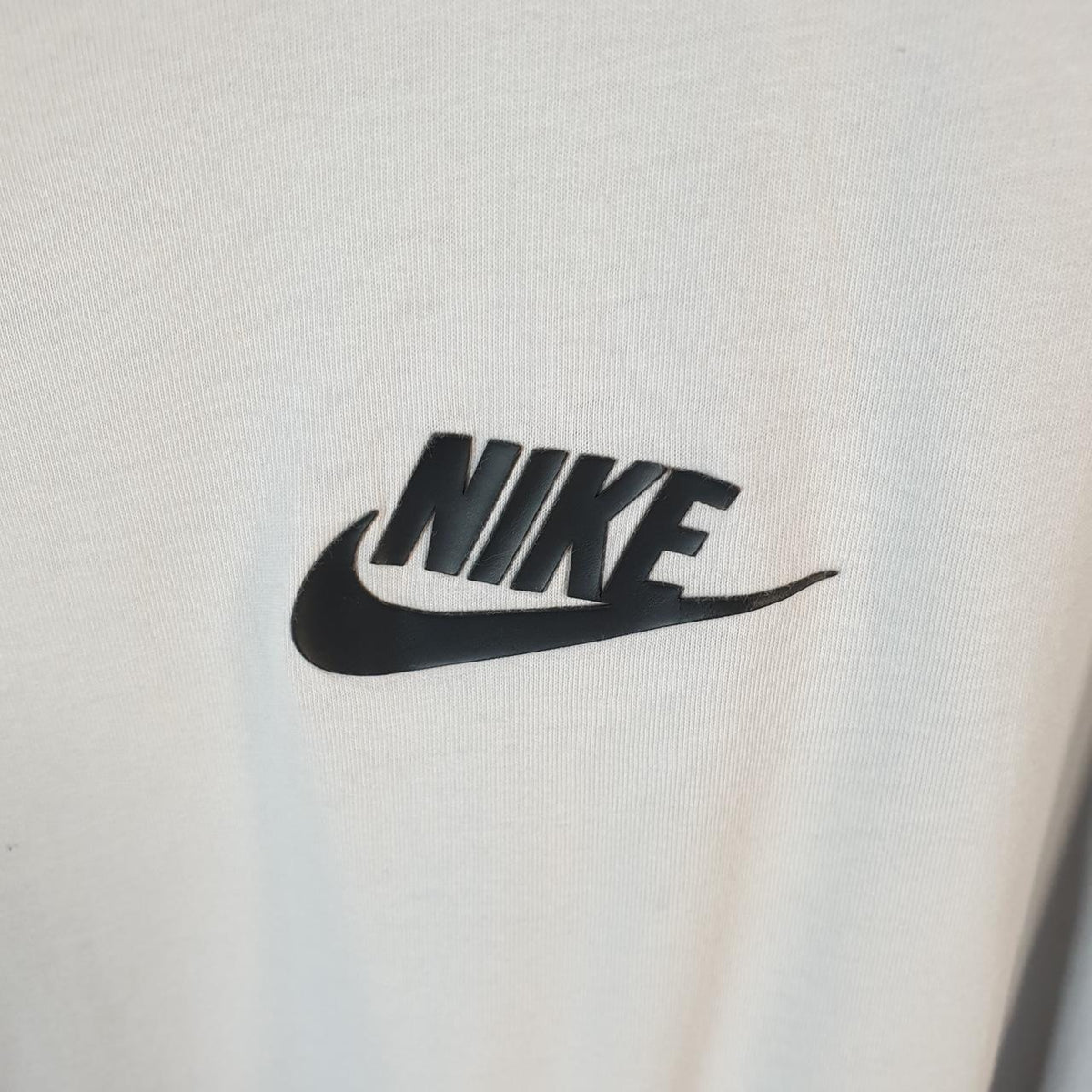 Vintage Nike Club Spellout T Shirt Mens XL White Logo Swoosh Athletic