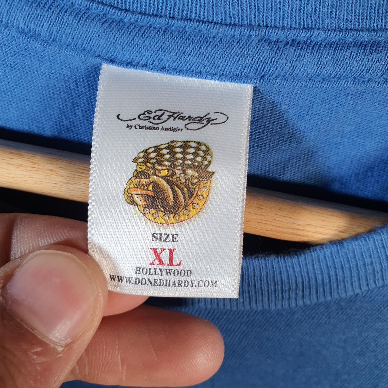 Vintage Ed Hardy T Shirt Men’s XL Blue Christian Audigier Love Heart Graphic Skull Y2K