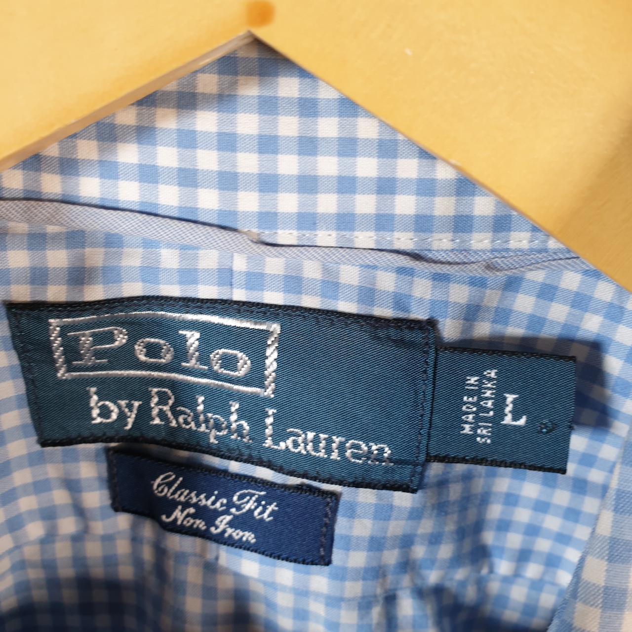 Vintage Ralph Lauren Button Down Shirt Men’s Large Blue Classic Fit Checkered Pony