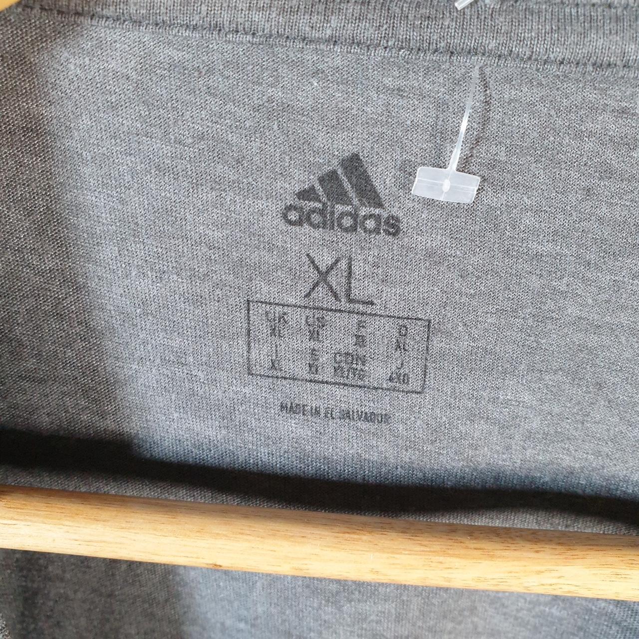 Vintage Adidas Spellout T Shirt Mens XL Grey Three Stripes Athletic Logo