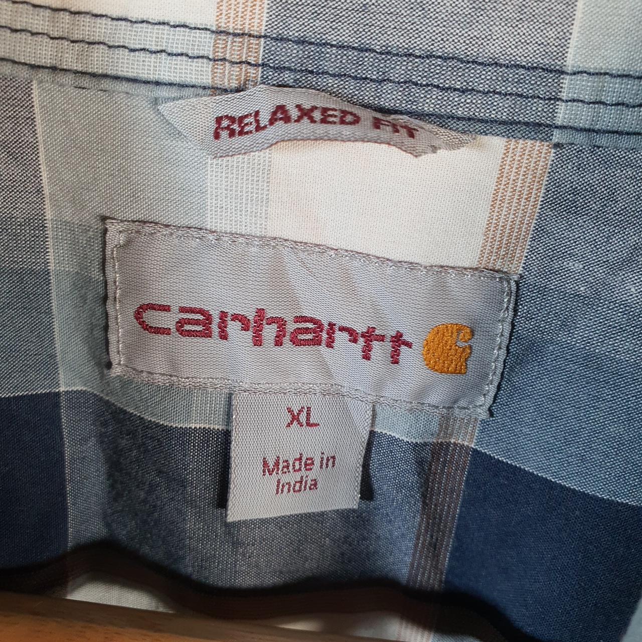 Vintage Carhartt Shirt Button Down Mens XL Blue Short Sleeve Utility Relaxed Fit