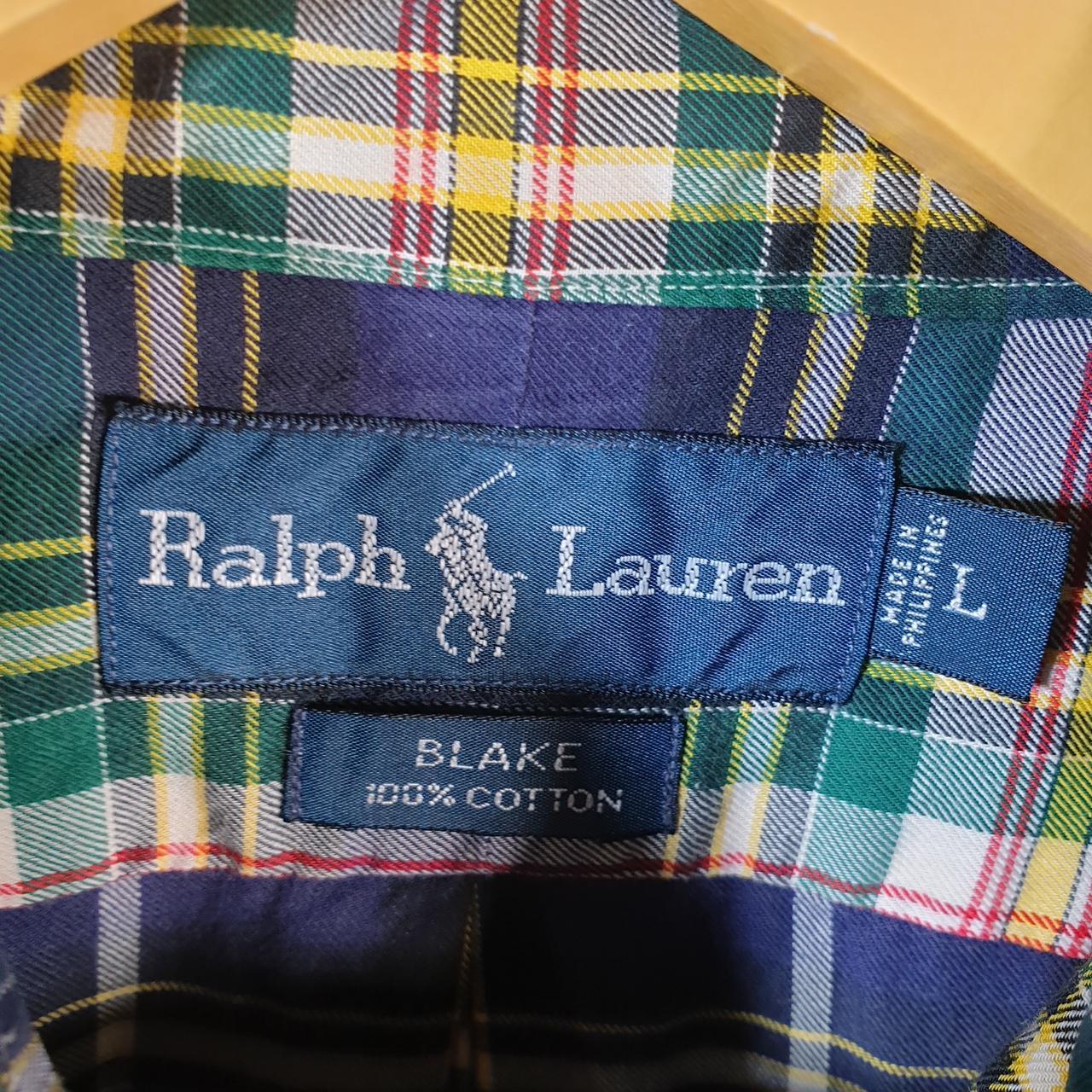 Vintage Ralph Lauren Button Down Shirt Men’s Large Yellow Checkered Blake Fit Pony