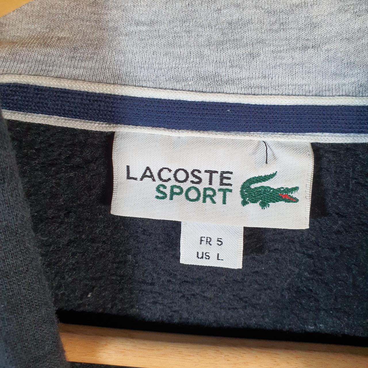Vintage Lacoste Hoodie Men’s Medium Black Pullover Logo Y2K Jumper Logo Casual
