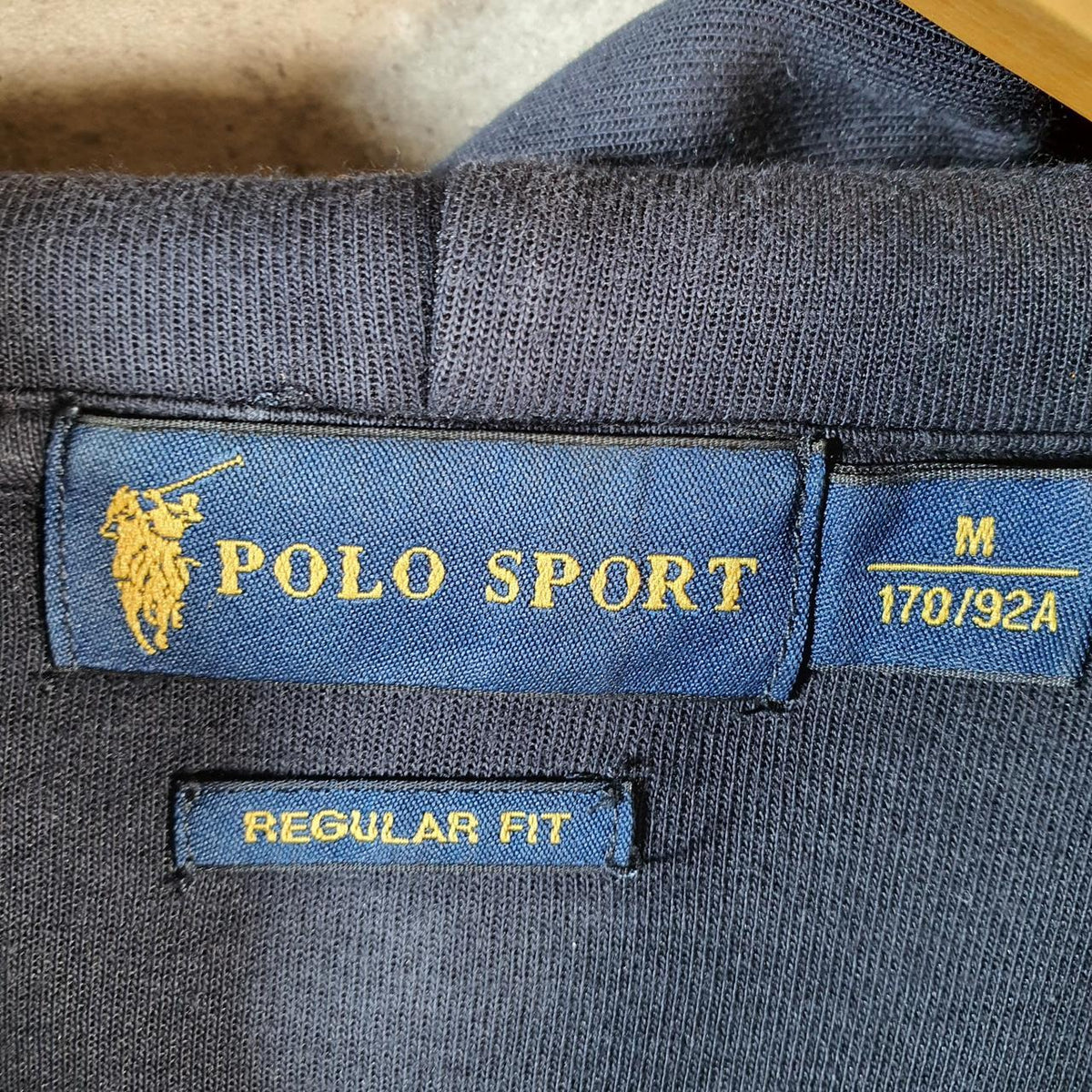 Vintage Ralph Lauren Polo Sport Spellout Hoodie Men’s Medium Navy Blue Cotton Pullover Pony
