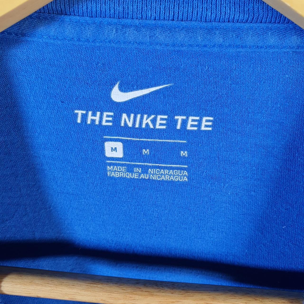 Vintage Nike Sportswear Spellout T Shirt Womens Medium Blue Logo Swoosh Athletic