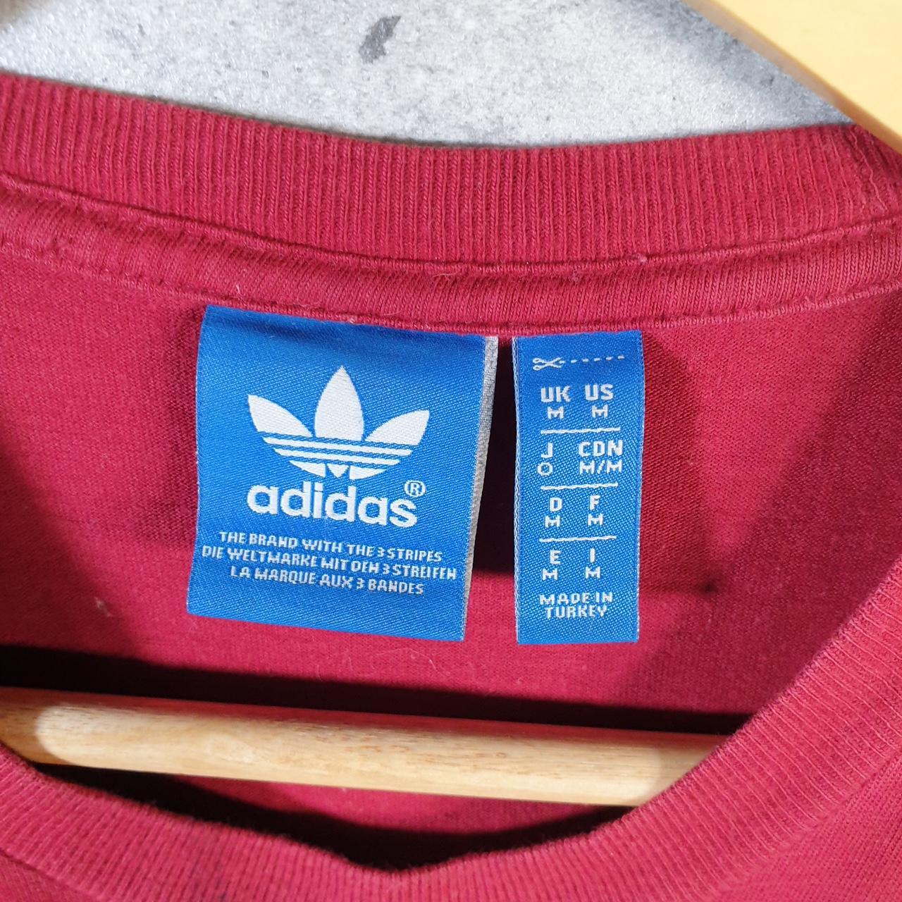 Vintage Adidas Trefoil T Shirt Men’s Medium Burgundy Red Spellout Logo Athletic