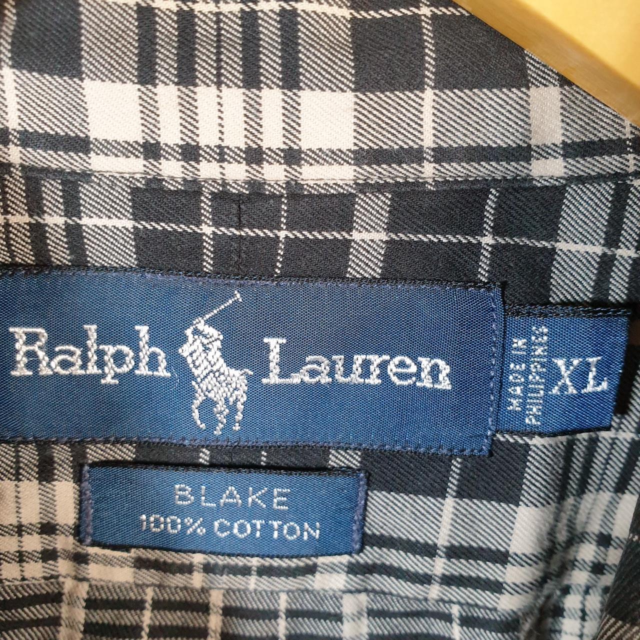 Vintage Ralph Lauren Button Down Shirt Men’s XL Grey Checkered Blake Fit Pony