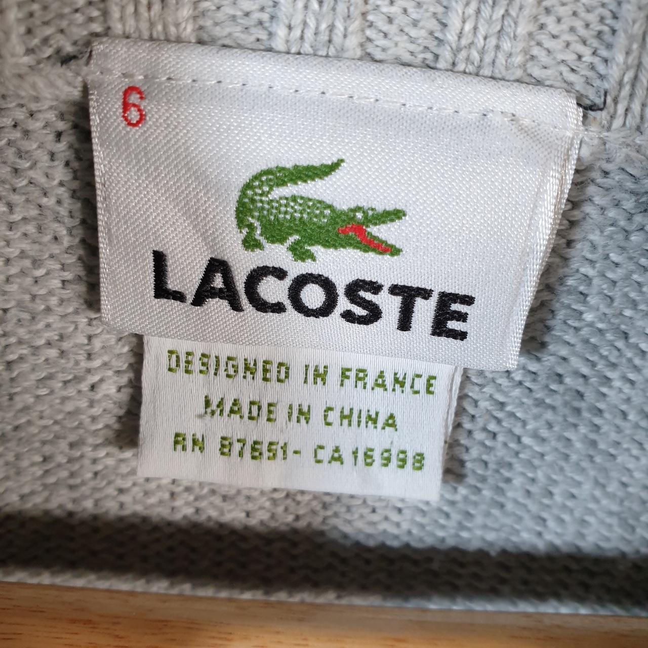 Vintage Lacoste Sweatshirt Men’s Large Grey 1/4 Zip Pullover Logo Y2K Jumper Logo Casual