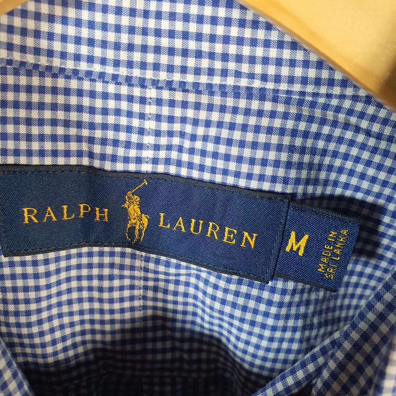 Vintage Ralph Lauren Button Down Shirt Men’s Medium Blue Short Sleeve Pony Cotton