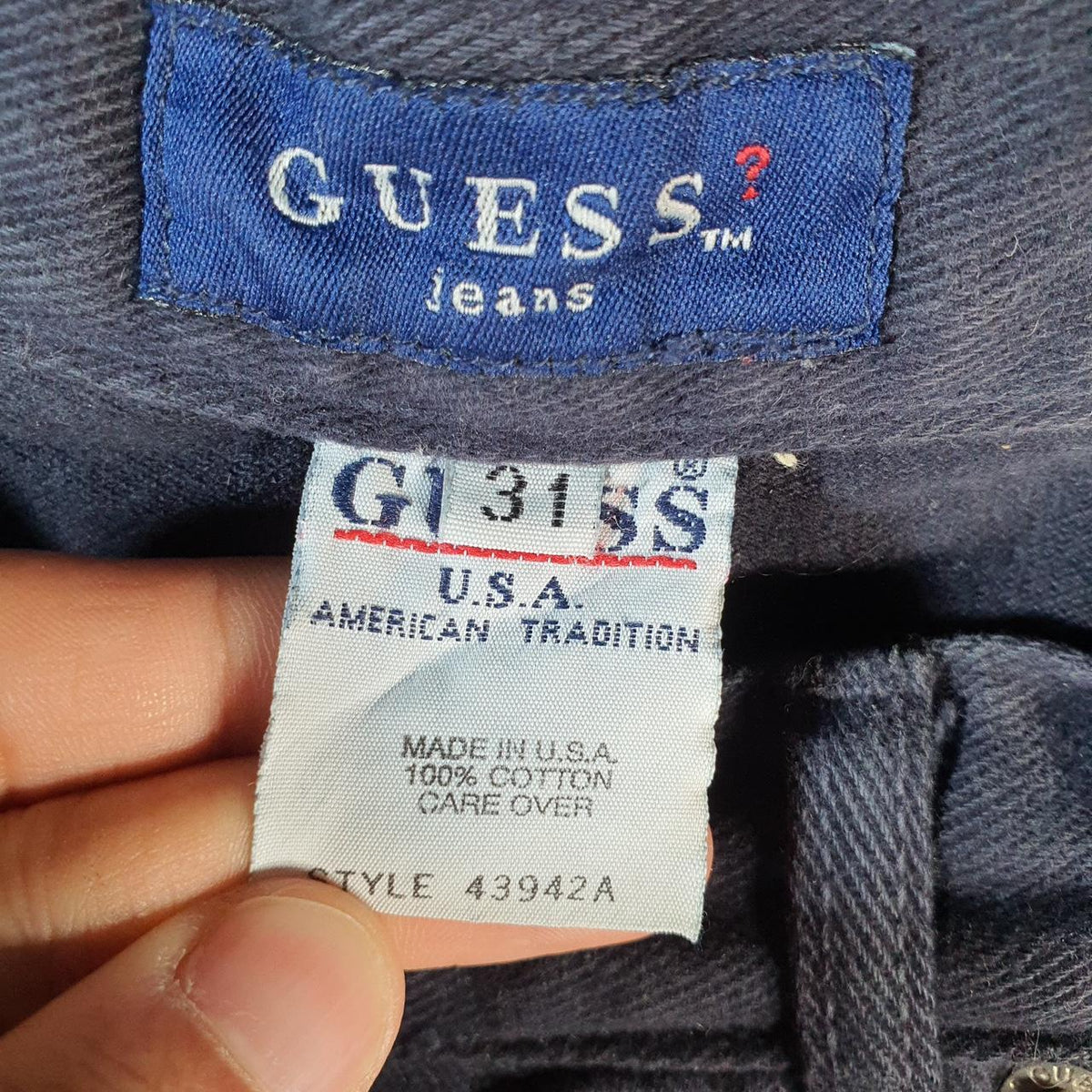 Vintage Guess Denim Shorts Jorts Cargo Men’s W31 Navy Blue Baggy Cotton