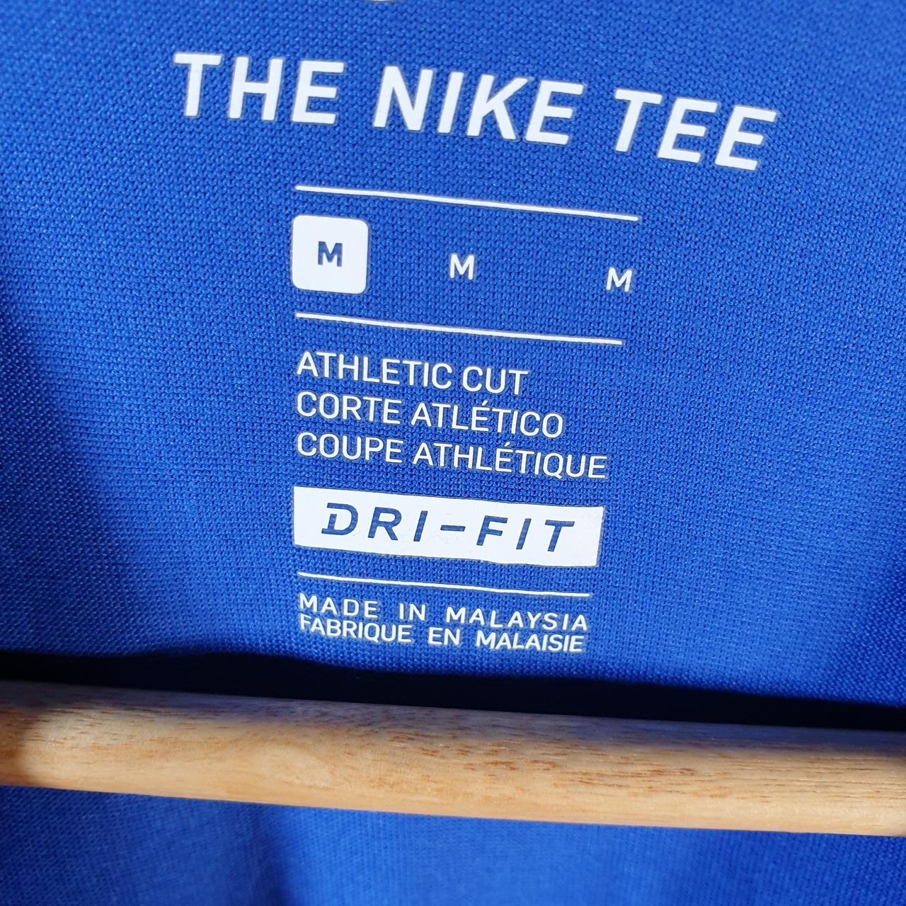 Vintage Nike Dri Fit Running T Shirt Men’s Medium Blue Swoosh Logo Athletic