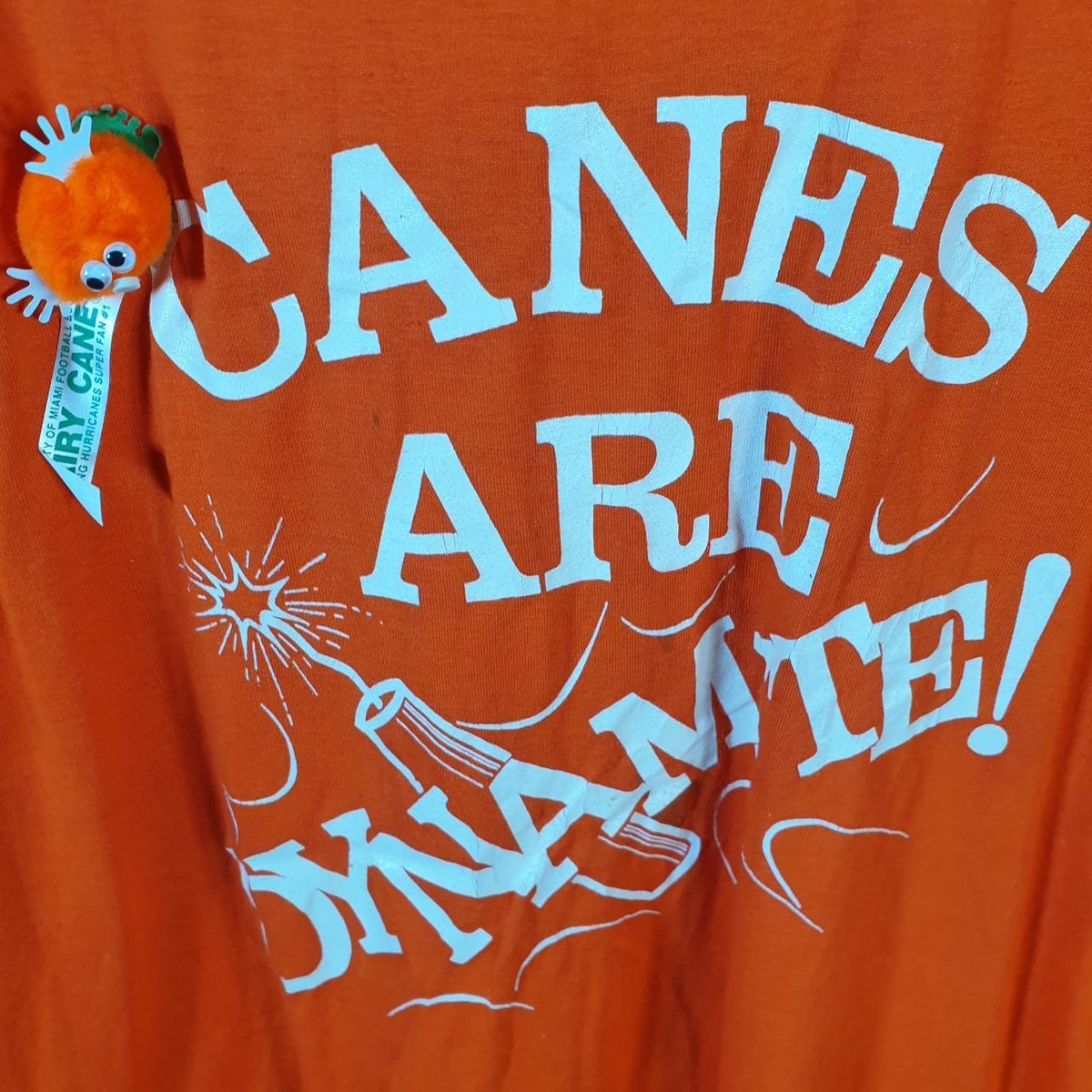 Vintage Sportswear Canes Are Dynamite USA Single Stitch T Shirt Men’s XL Orange C7771