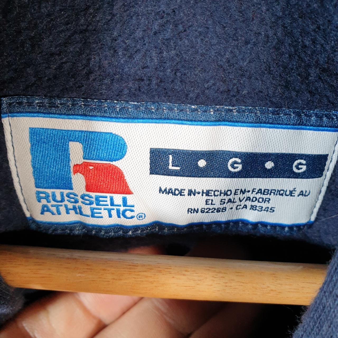 Vintage Russell Athletic Blank Hoodie Men’s Large Navy Full Zip Baggy