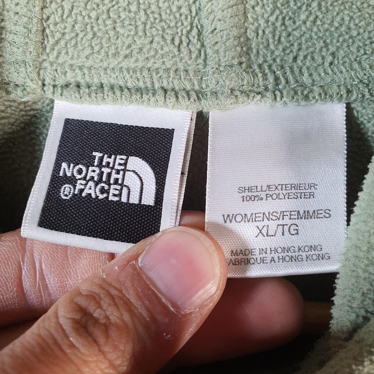 Vintage The North Face TNF Teddy Fleece Hoodie Womens XL Green 1/4 Zip Logo