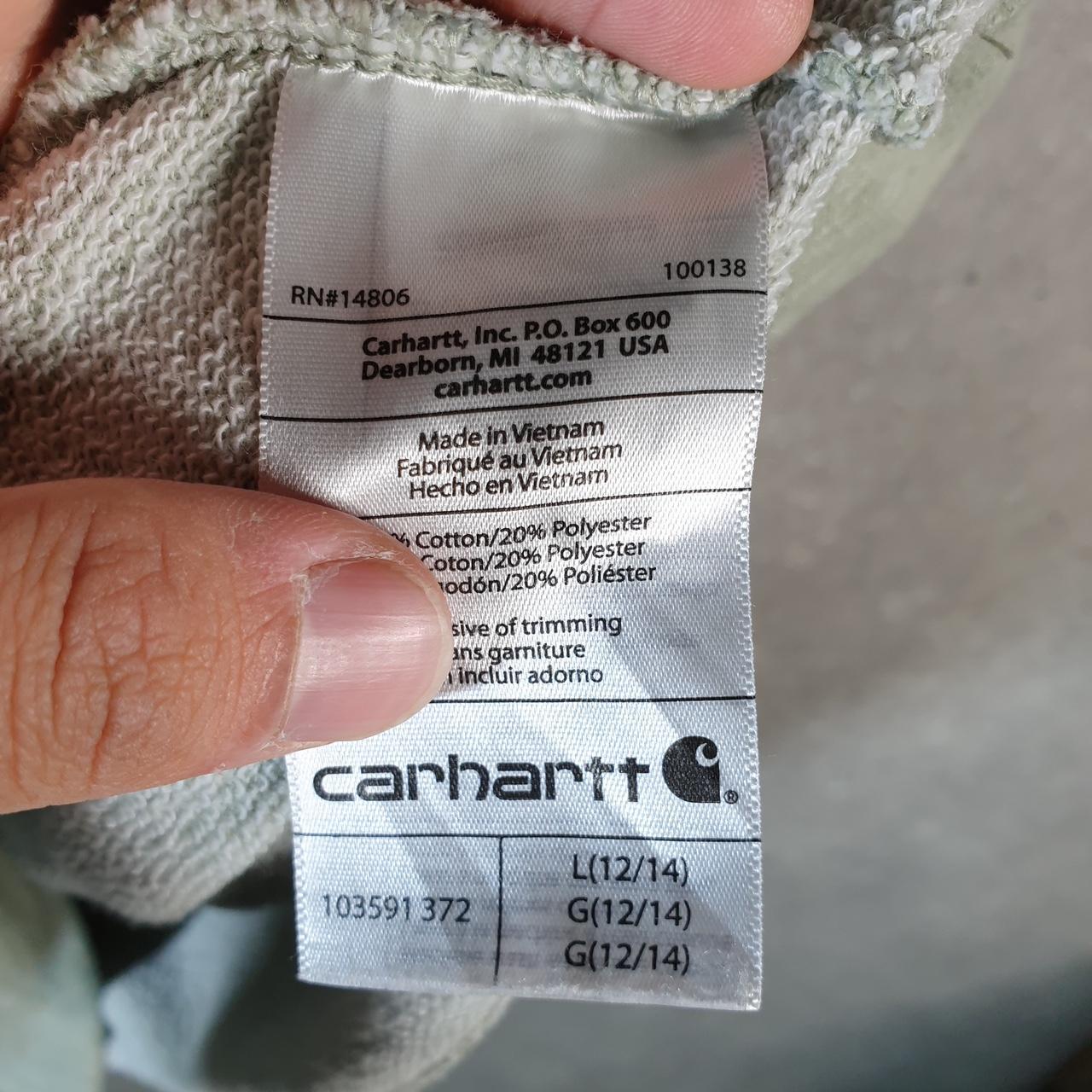 Vintage Carhartt Hoodie Womens Large Green Pullover Blank USA Relaxed Fit