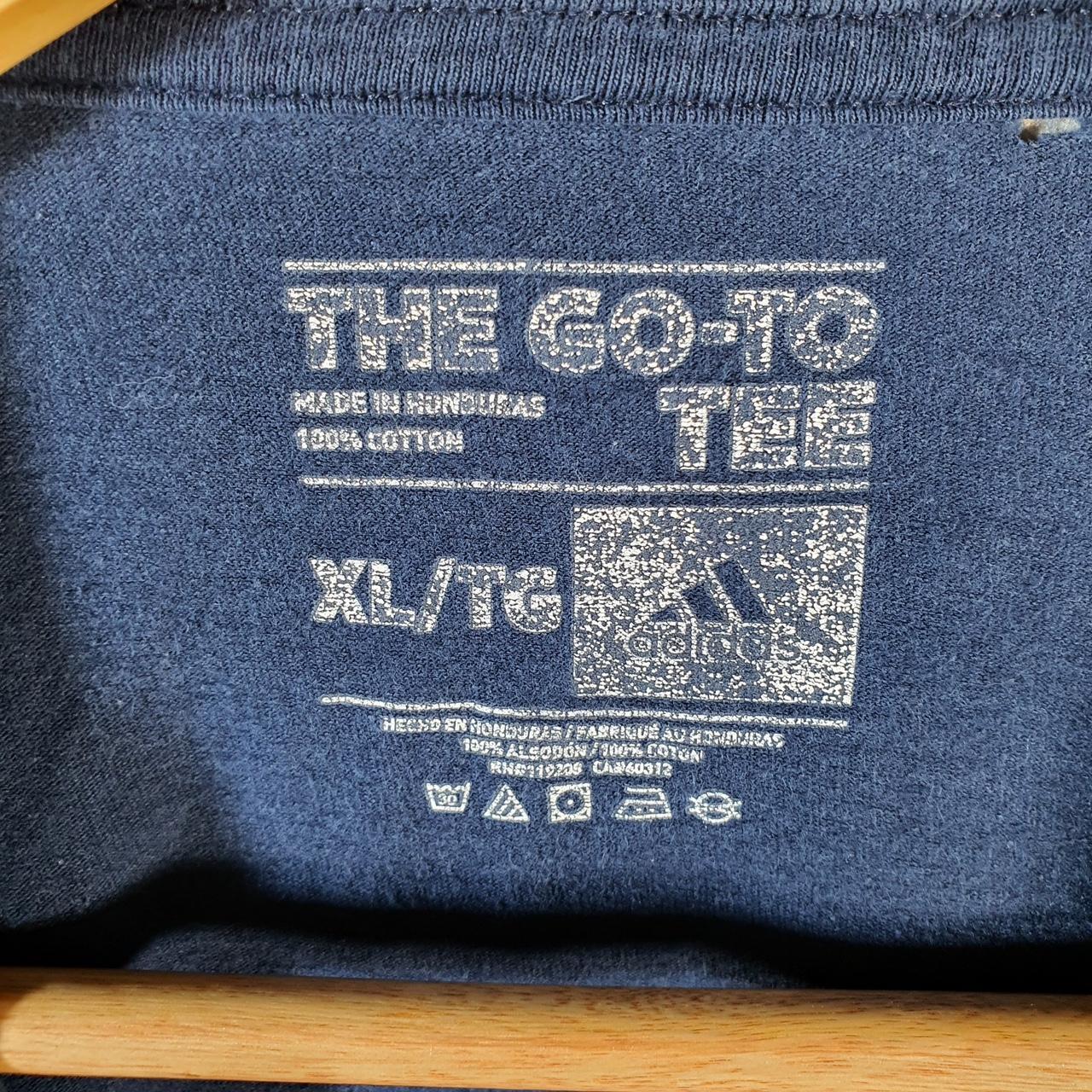 Vintage Adidas Go To Tee Spellout T Shirt Men’s XL Navy Blue Three Stripes Logo