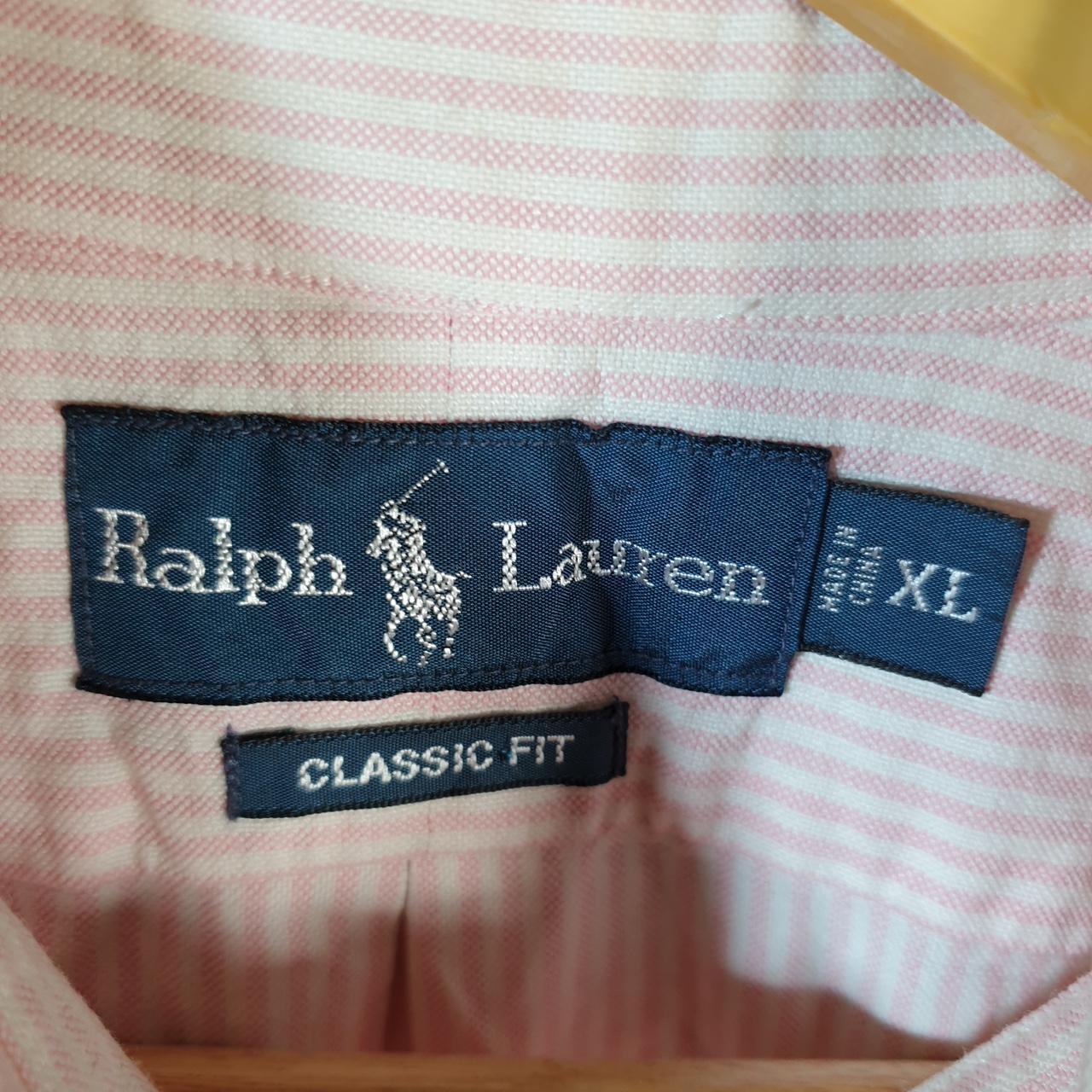Vintage Ralph Lauren Button Down Shirt Men’s XL Pink Striped classic Fit Pony Cotton