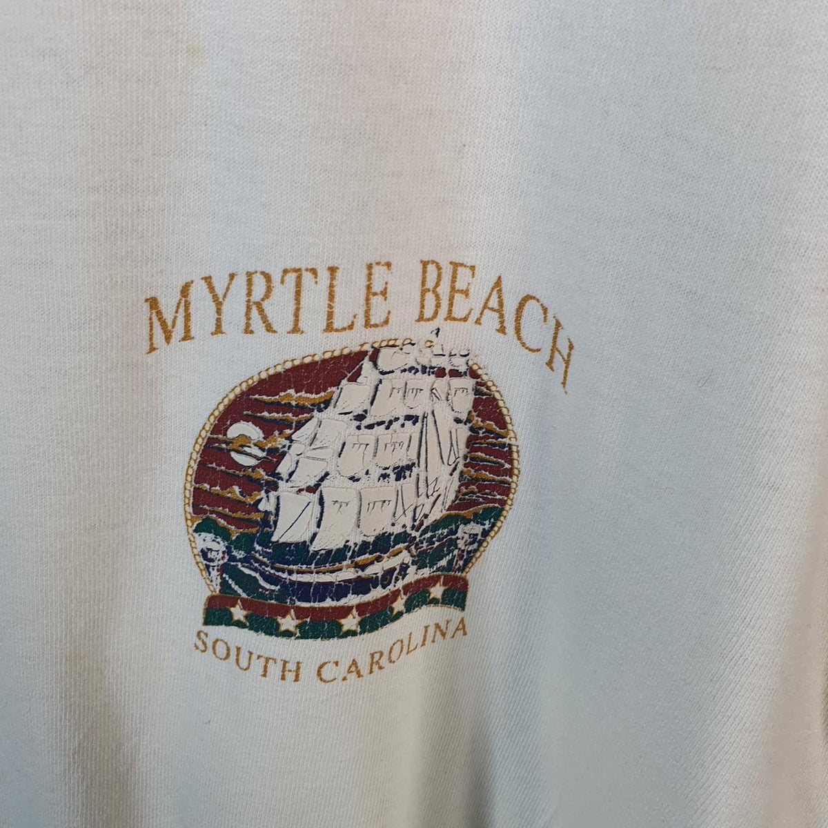 Vintage Fruit of the Loom Myrtle Beach South Carolina 90s USA Single Stitch T Shirt Mens XL White Big Fish Vintage