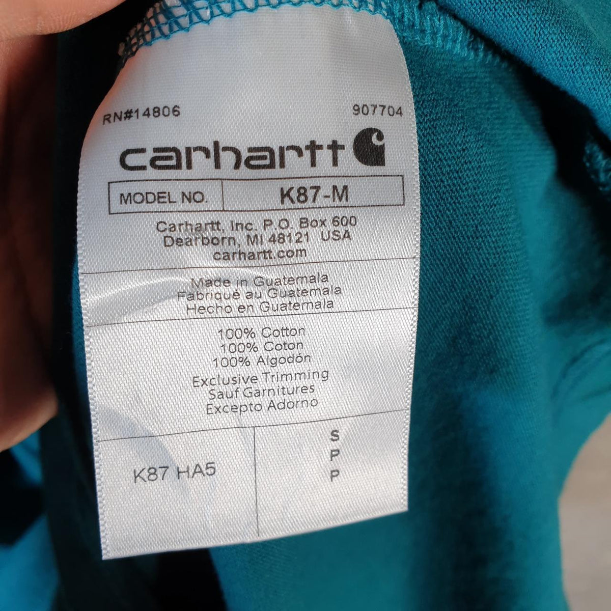 Vintage Carhartt Pocket T Shirt Men’s Small Blue Workwear Chore Utility Loose Fit C9186