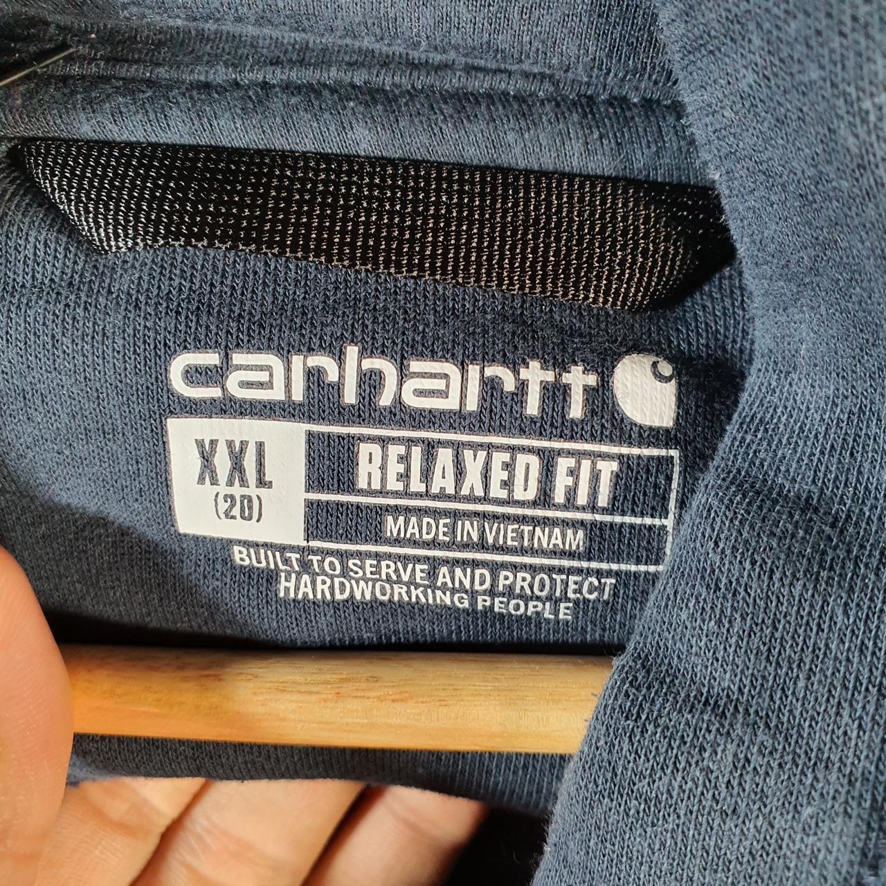 Vintage Carhartt Hoodie Womens 2XL Navy Blue Pullover Blank USA Relaxed Fit