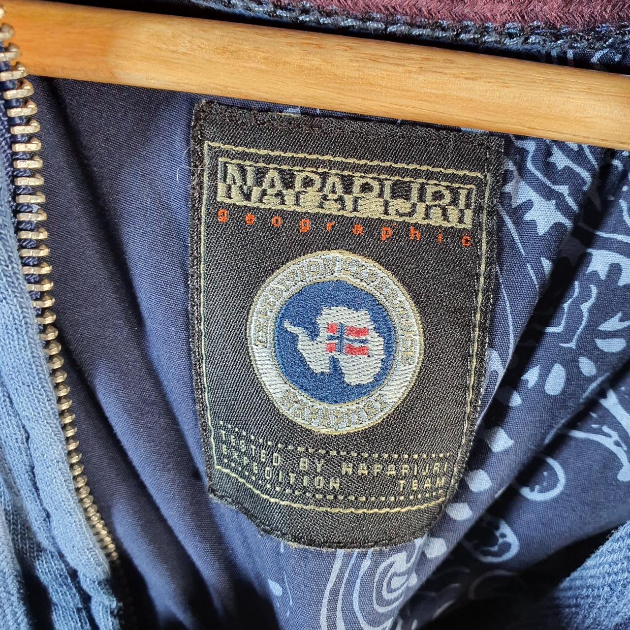 Vintage Napapijri Full Zip Hoodie Womens Large Blue Logo Spellout