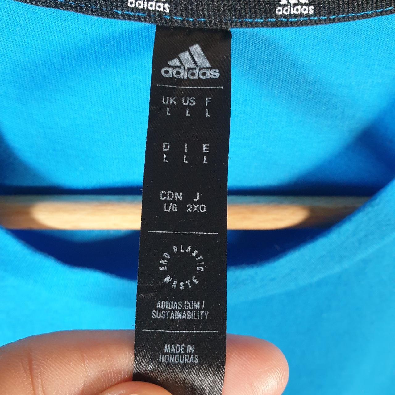 Vintage Adidas Spellout T Shirt Men’s Large Blue Three Stripes Athletic