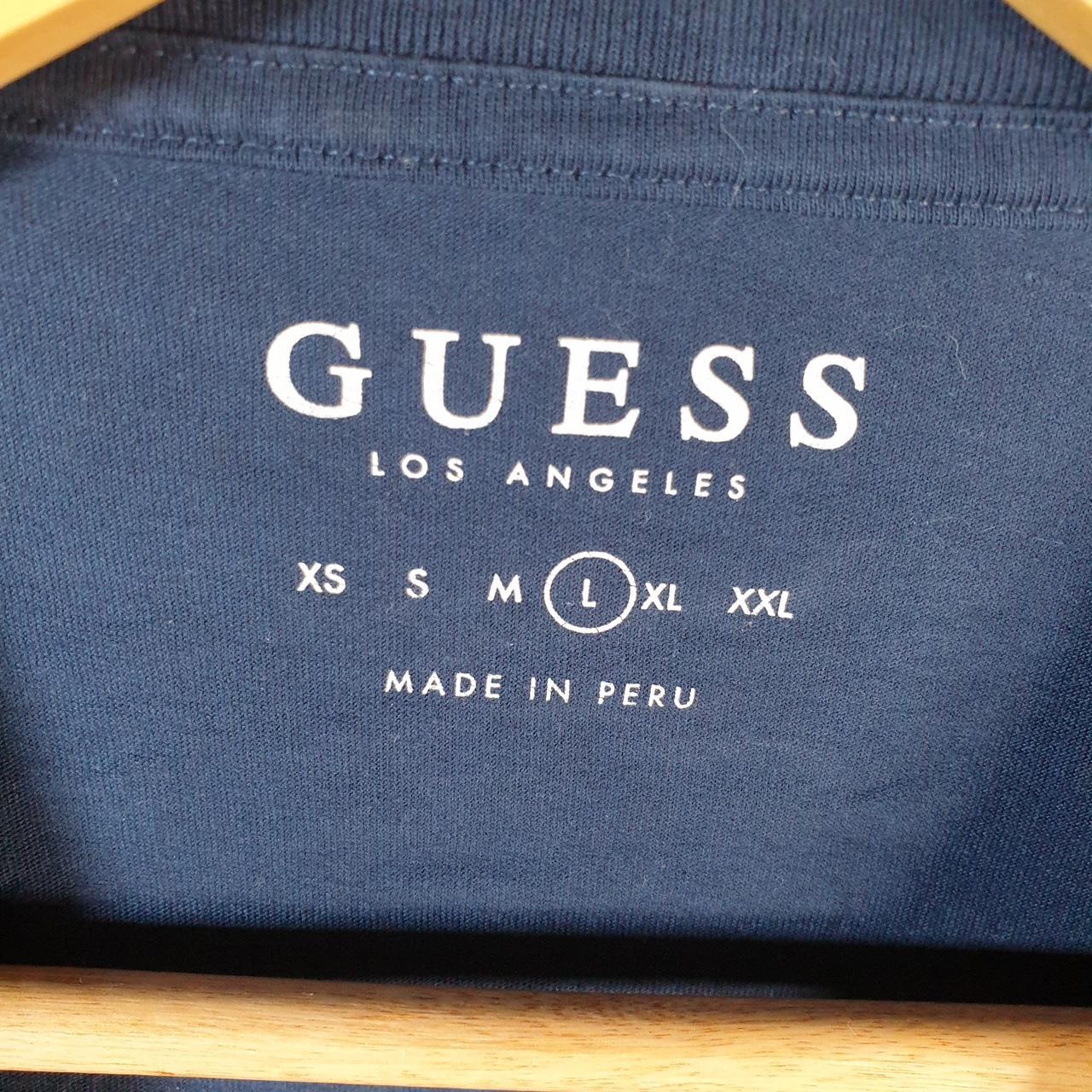 Vintage Guess Spellout Graphic T Shirt Men’s Large Navy Blue Casual Sports Logo Athletic