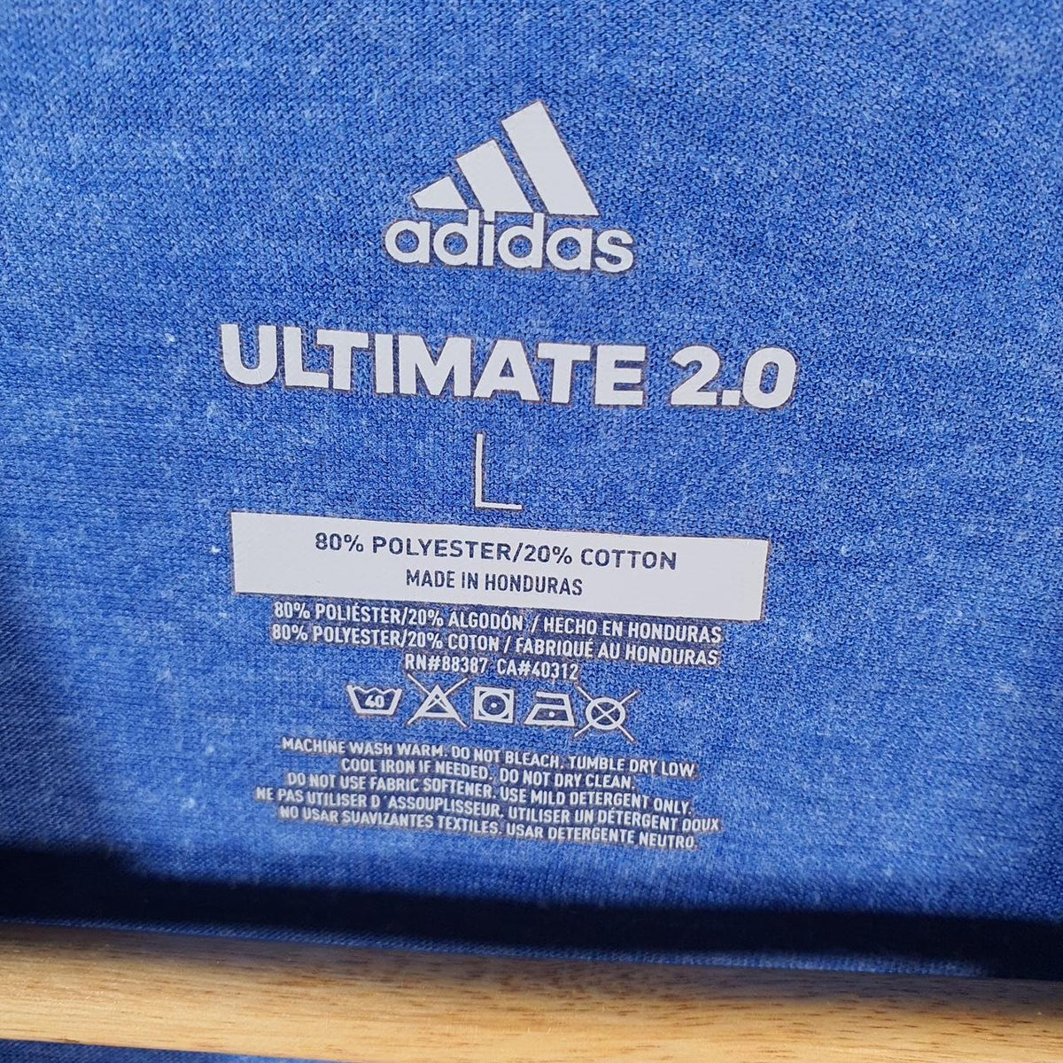 Vintage Adidas Ultimate 2.0 T Shirt Men’s Large Blue Three Stripes Logo Athletic