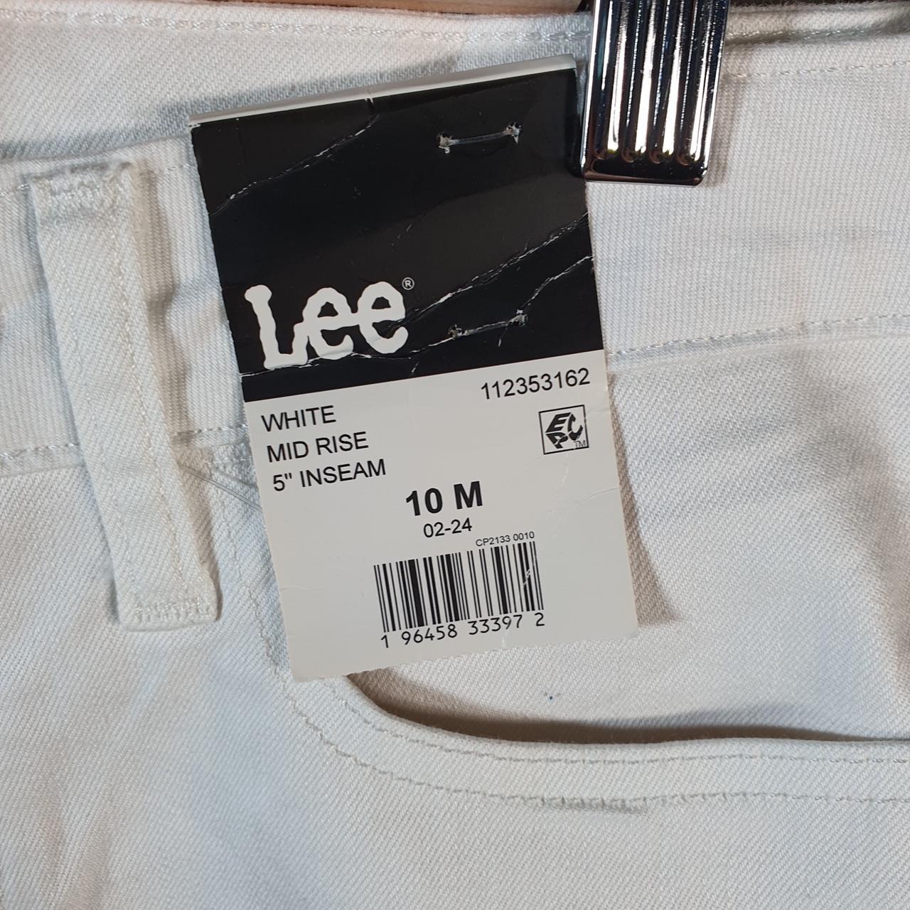 Vintage Lee Mid Rise Baggy Shorts Jorts Cargo Womens W30 White Relaxed Denim A4557