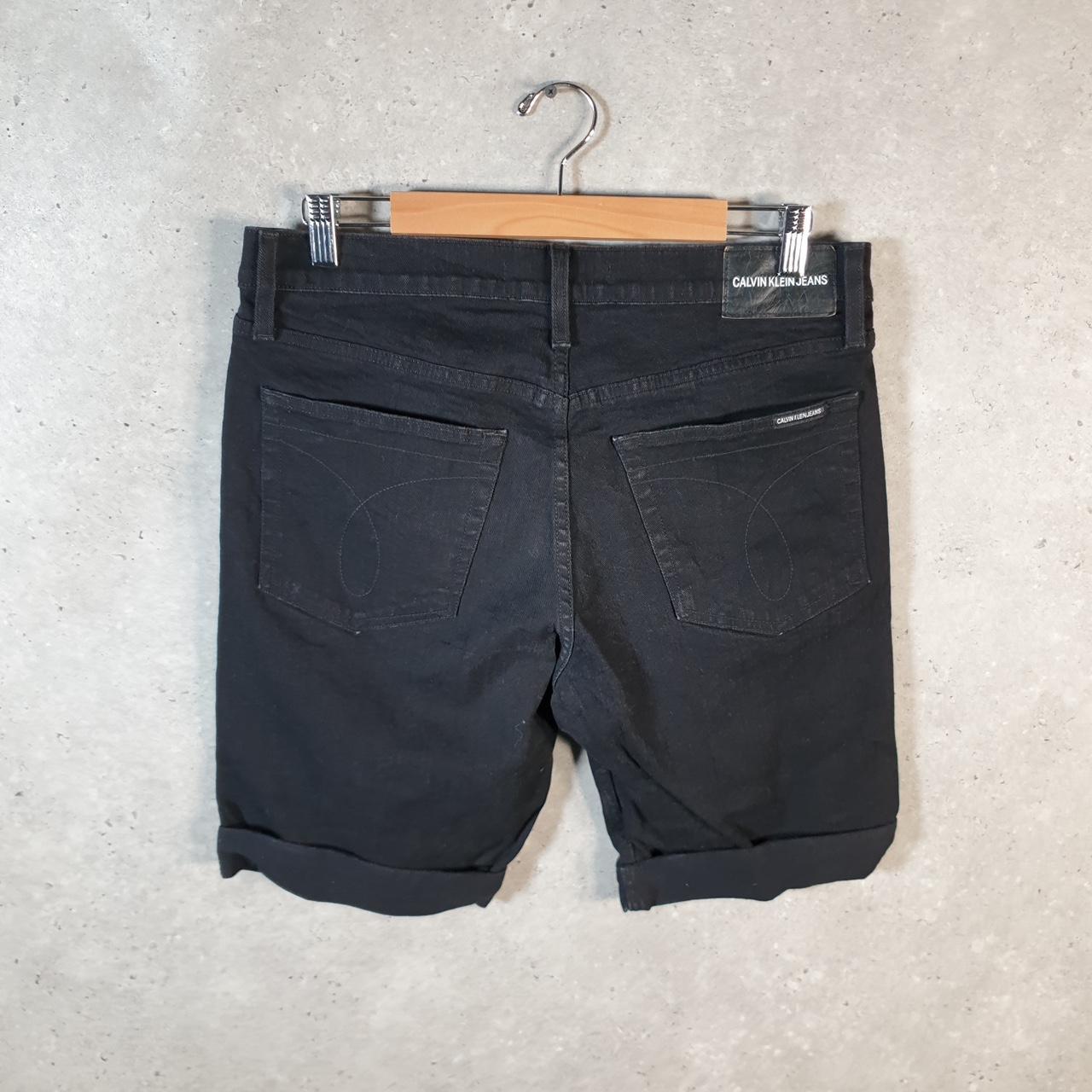 Vintage Calvin Klein Shorts Jorts Cargo Womens W34 Black Relaxed Denim