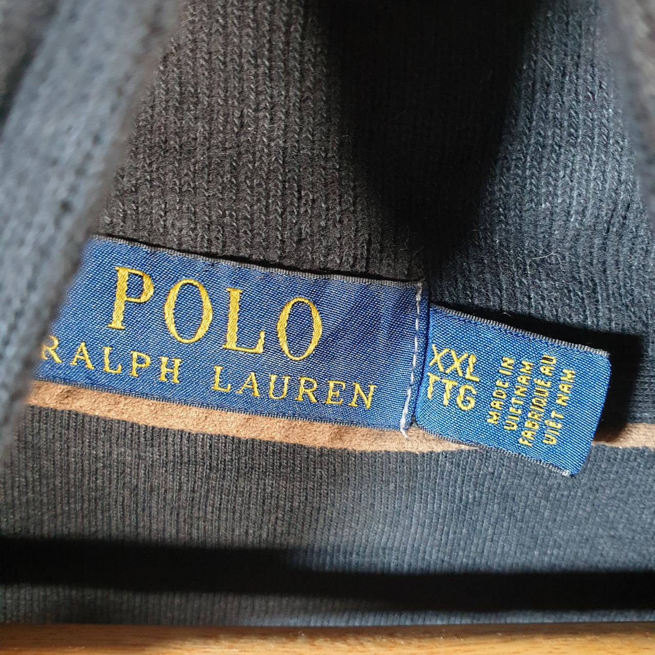 Vintage Ralph Lauren Polo 1/4 Button Sweatshirt Men’s  2XL Black Cotton Pullover Pony