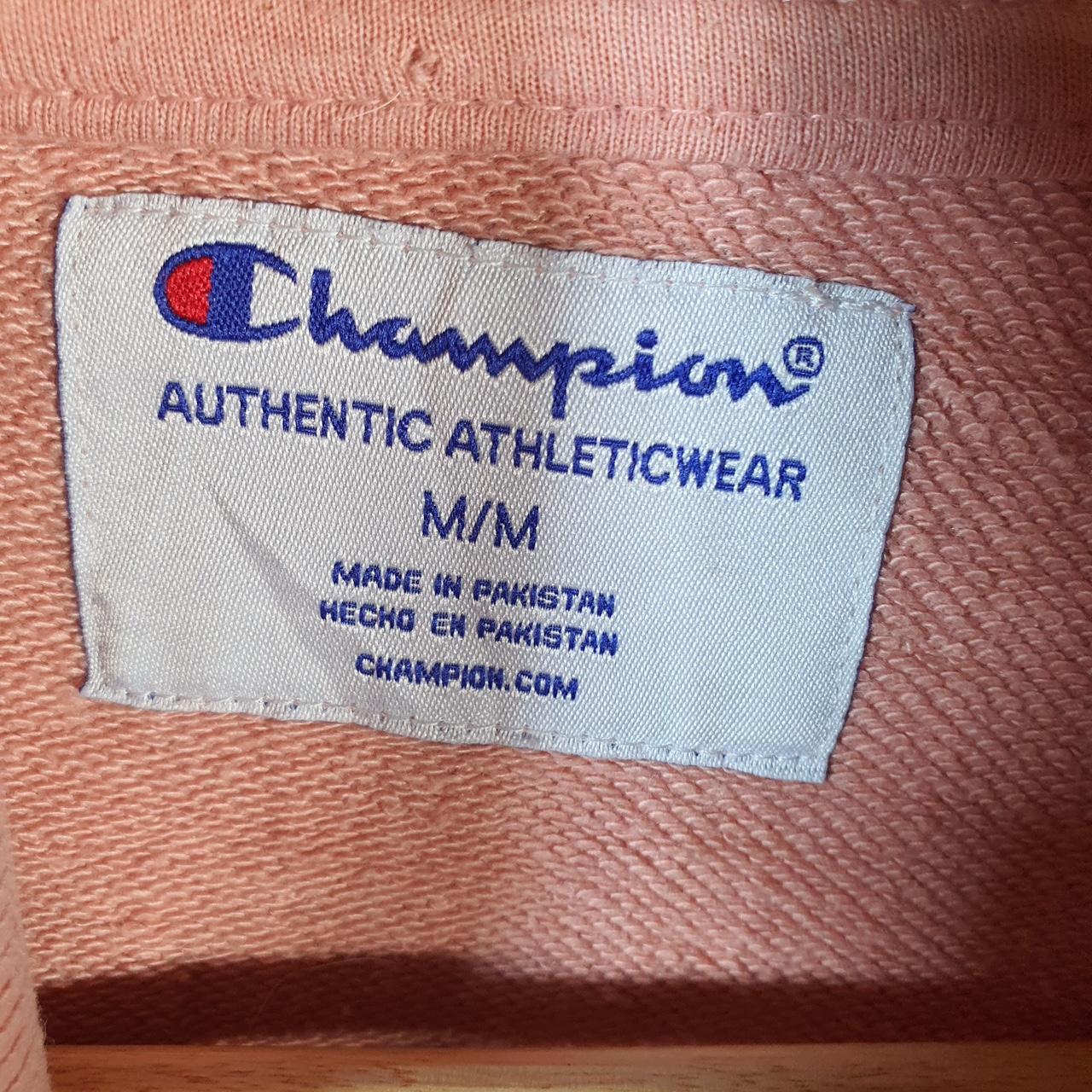 Vintage Champion 1/4 Zip Sweatshirt Womens M Pink USA Pullover Spellout Logo