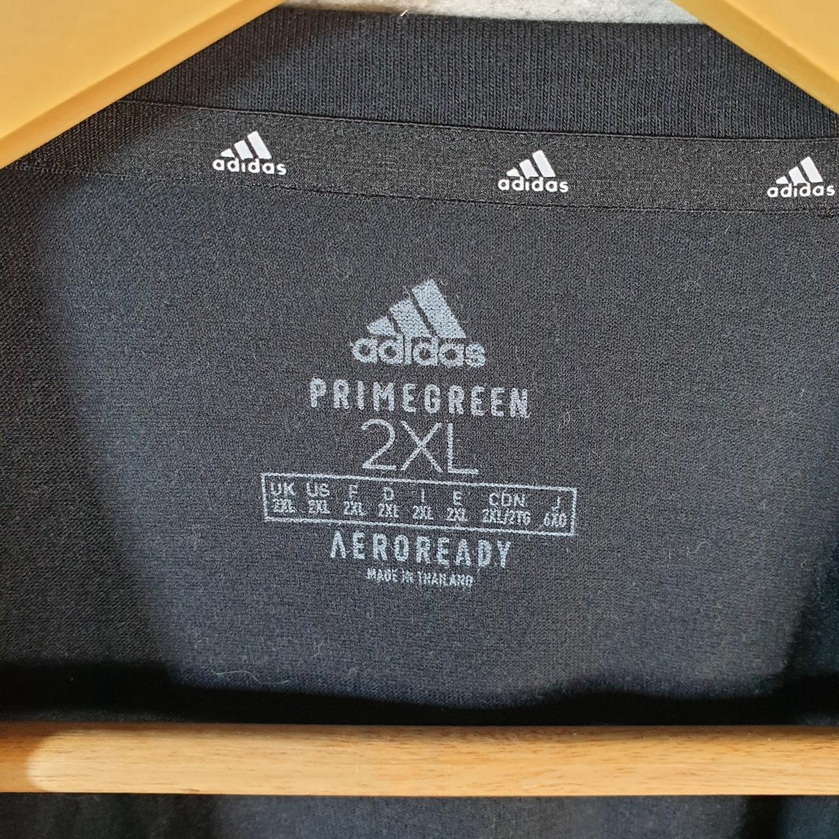 Vintage Adidas Primegreen Aeroready T Shirt Men’s 2XL Black Three Stripes Athletic Logo
