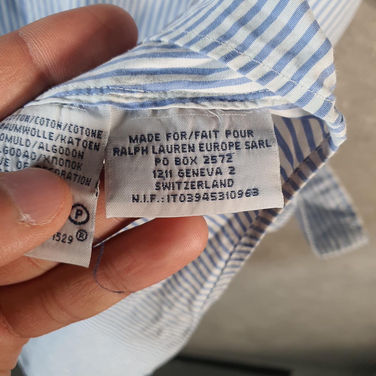 Vintage Ralph Lauren Button Down Shirt Men’s Large Blue Striped Custom Fit