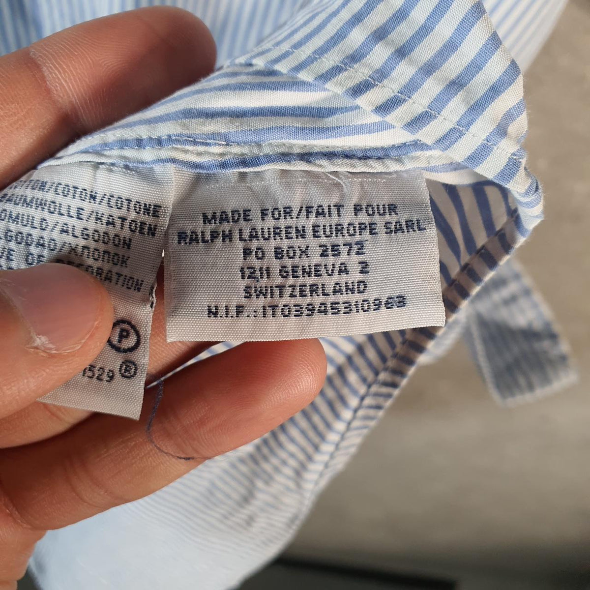 Vintage Ralph Lauren Button Down Shirt Men’s Large Blue Striped Custom Fit