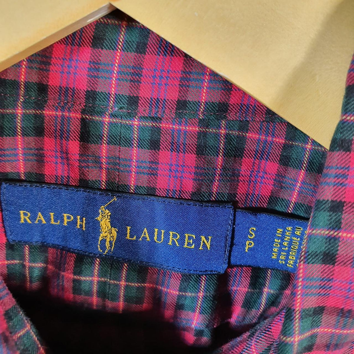 Vintage Ralph Lauren Button Down Shirt Men’s Small Burgundy Checkered Cotton Pony