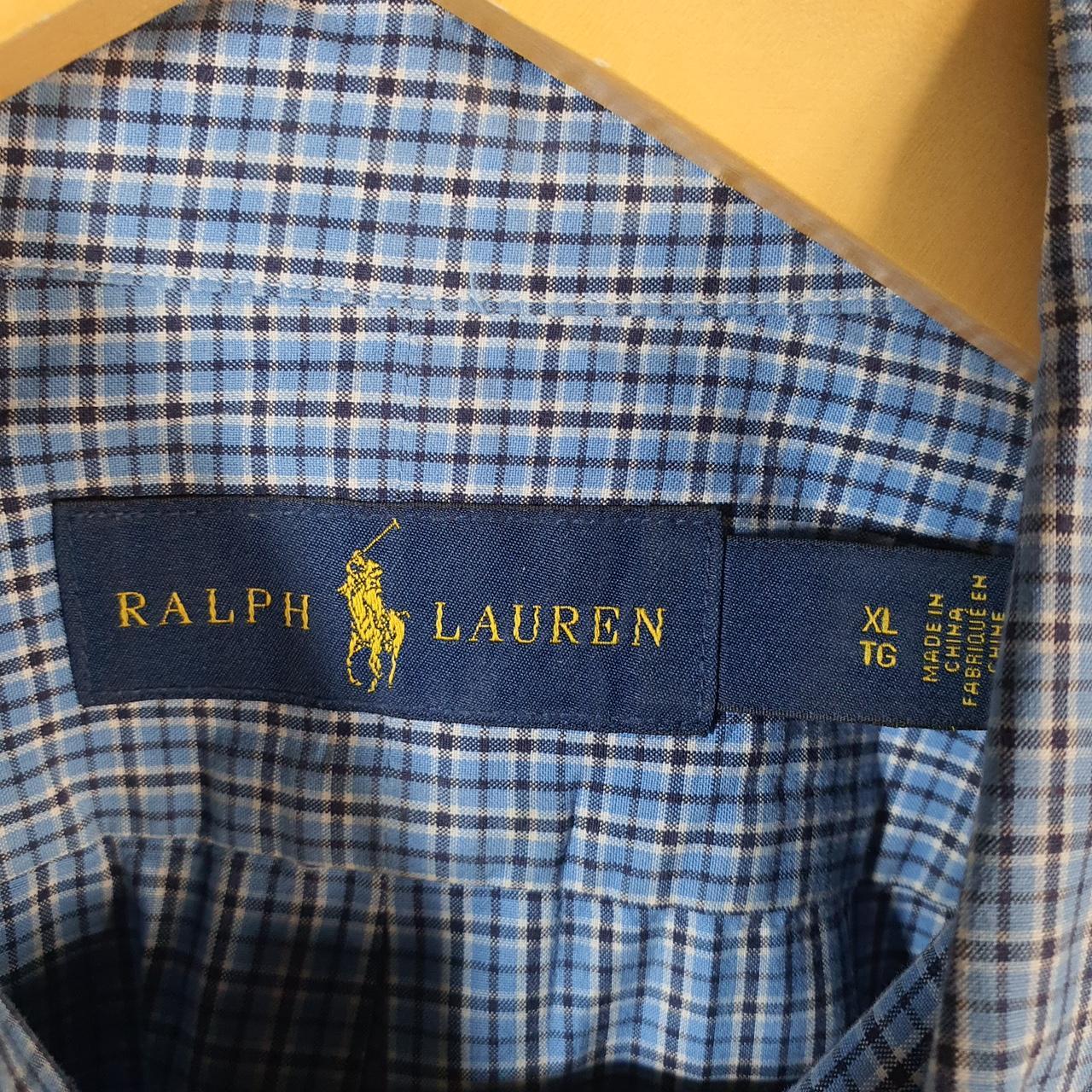 Vintage Ralph Lauren Button Down Shirt Men’s XL Blue Checkered Classic Fit Cotton Pony