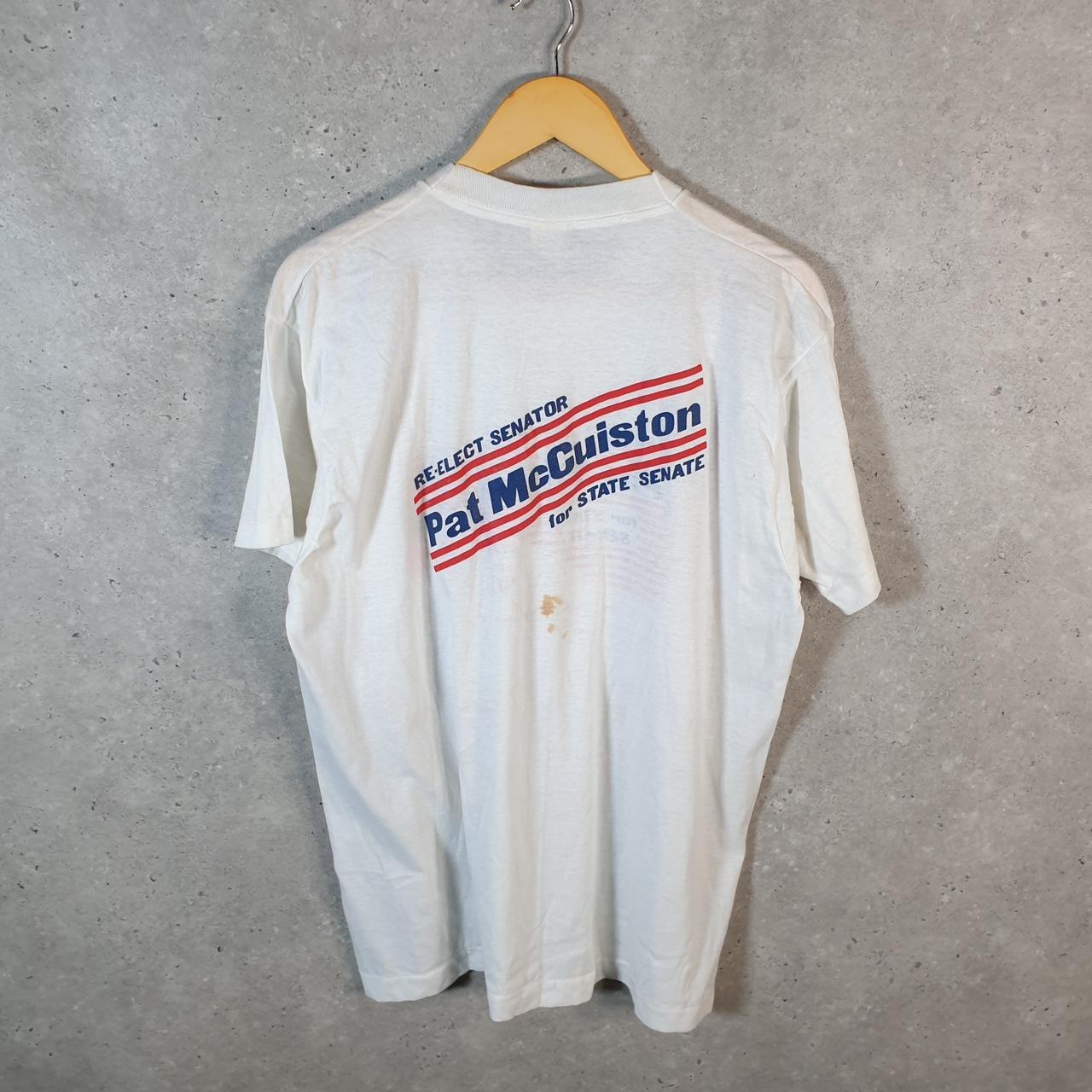 Vintage Screen Stars Pat Mccuiston Senate 1992 USA Single Stitch T Shirt Men’s XL White