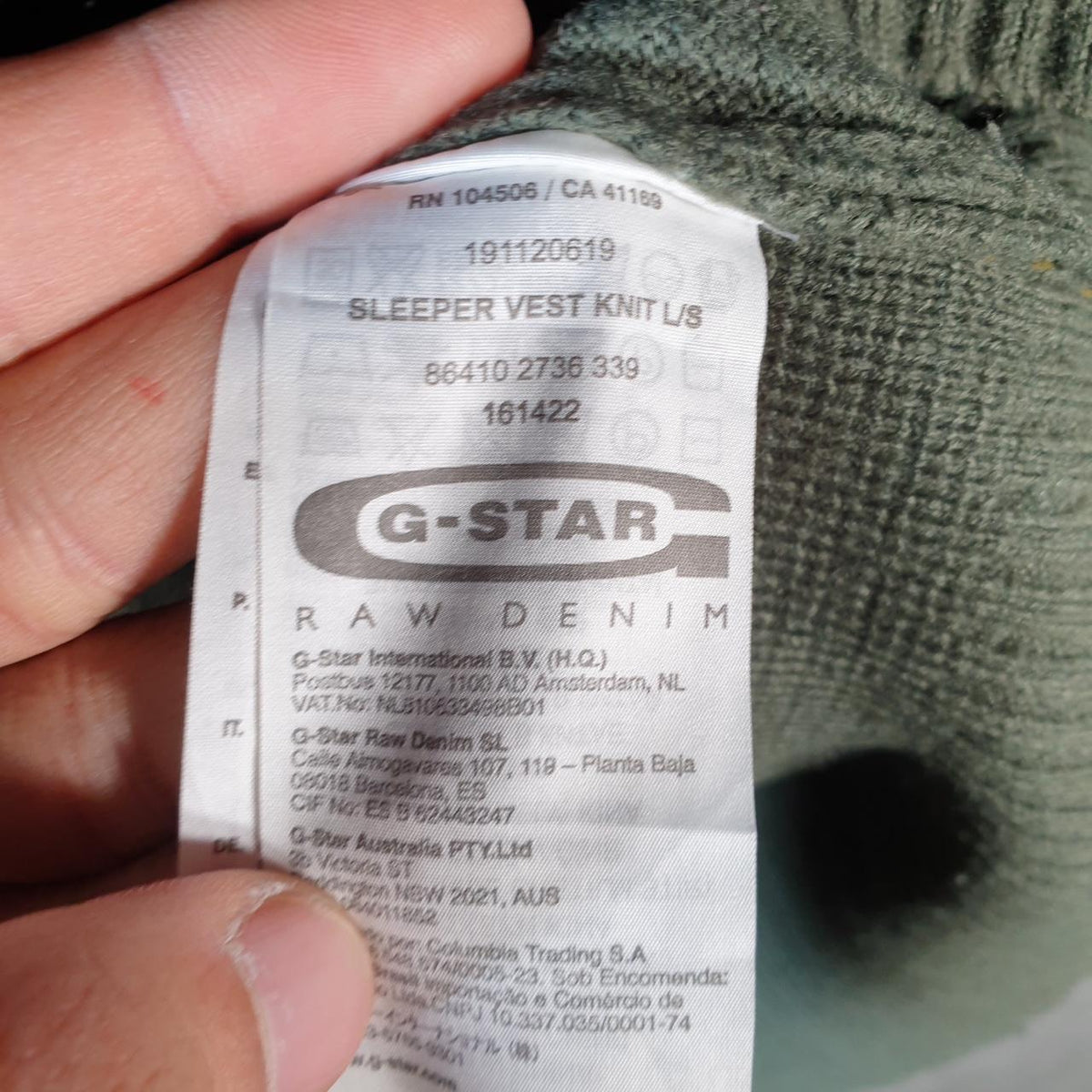 Vintage G-Star Raw Denim Sleeper Vest Knit Sweater Men’s Medium Green Button Y2K Casual