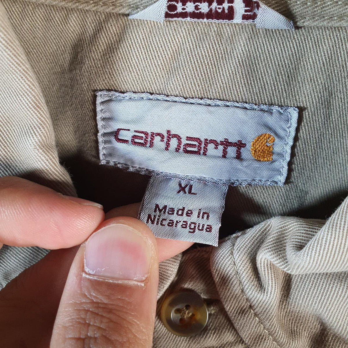 Vintage Carhartt Shirt Button Down Mens XL Brown Long Sleeve Chore Utility Relaxed