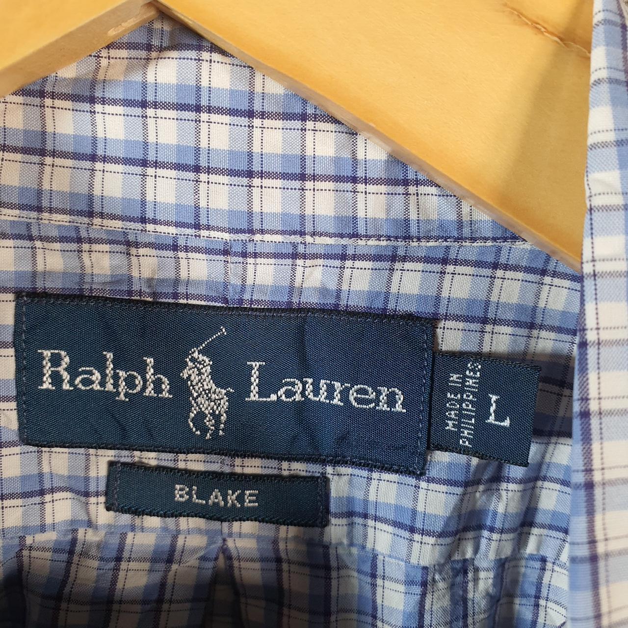 Vintage Ralph Lauren Button Down Shirt Men’s Large Blue Blake Checkered Pony Casual C8486