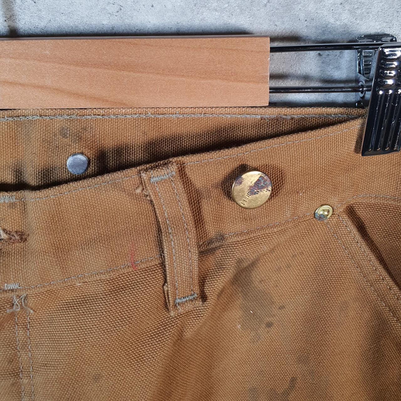 Vintage Carhartt Zipped Carpenter Trousers Mens W38 L30 Brown Dungaree Fit Workwear